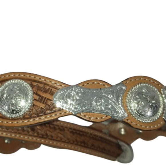 Tony Lama Western Belt Womens 30 Brown Excellent Tooled Leather Silver Concho‎ main image 11